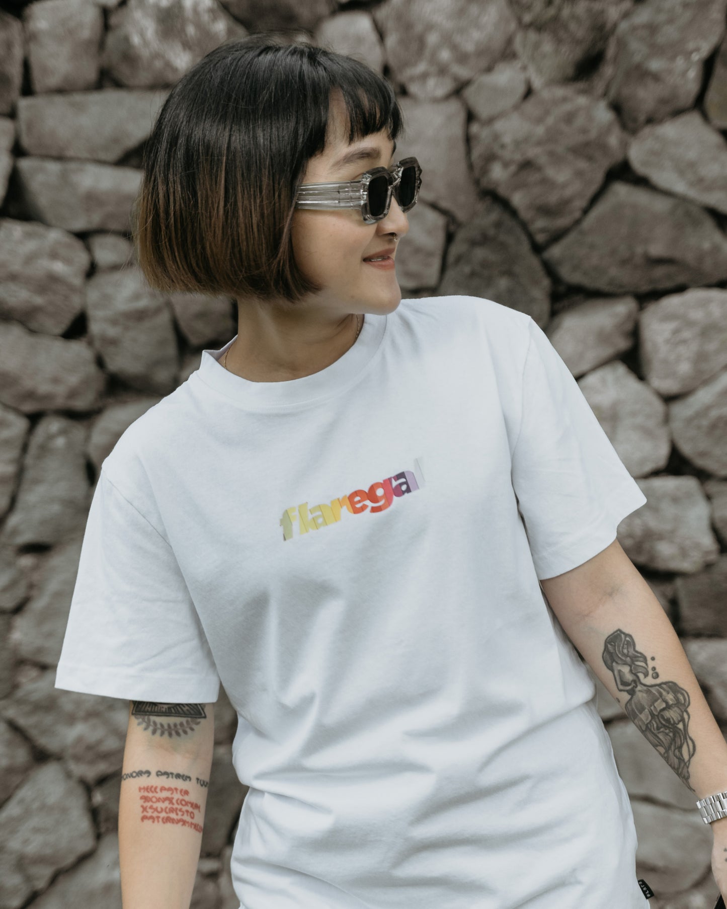 Flaregal White T